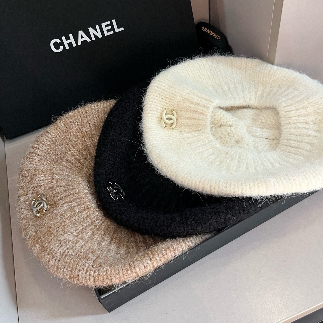 PChanel香奈儿羊毛贝雷帽针织贝雷帽百搭款
