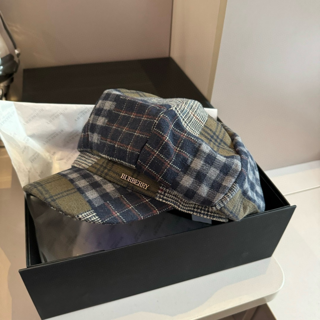 PBurberry巴宝莉秋新款画家帽经典格子帽头围57cm
