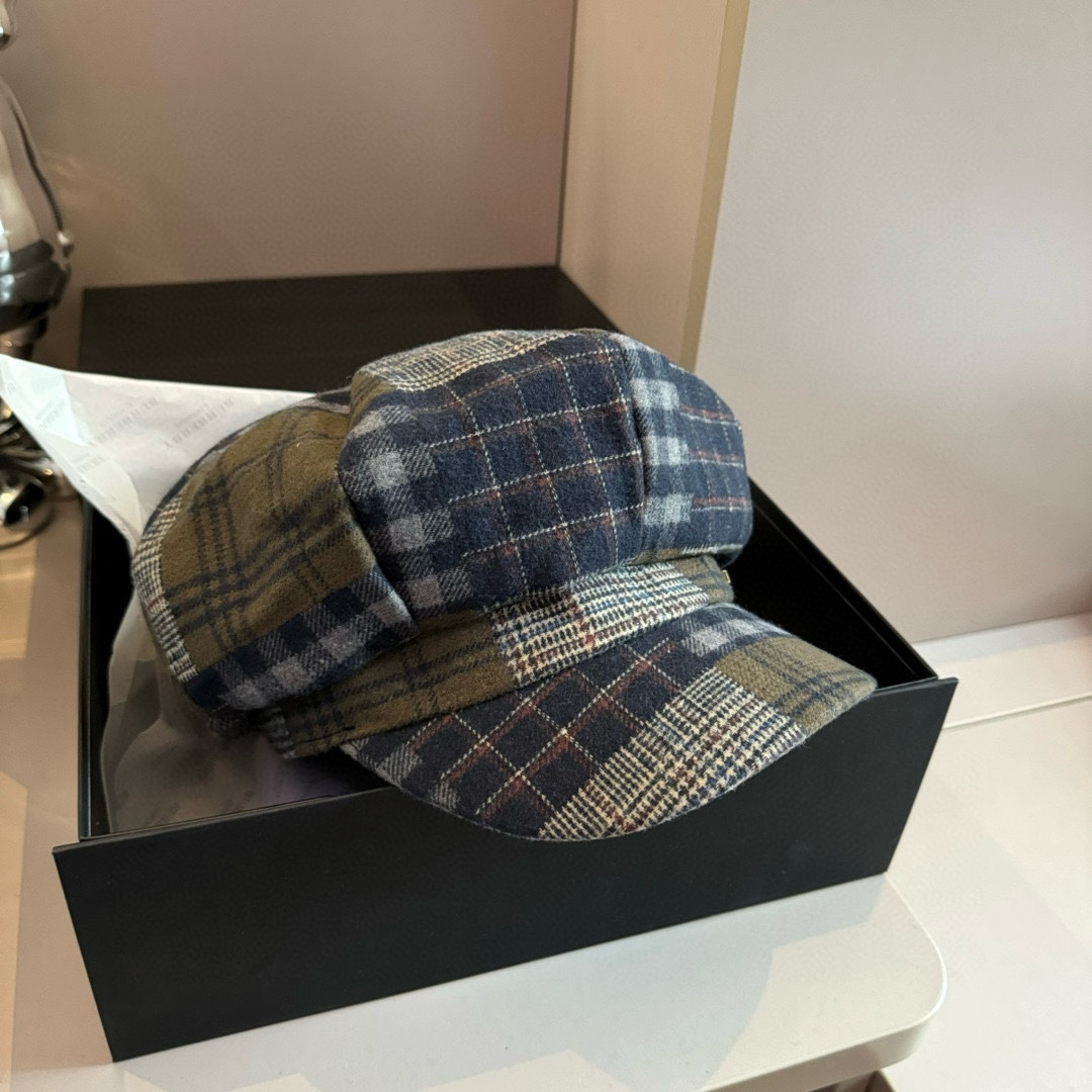 PBurberry巴宝莉秋新款画家帽经典格子帽头围57cm