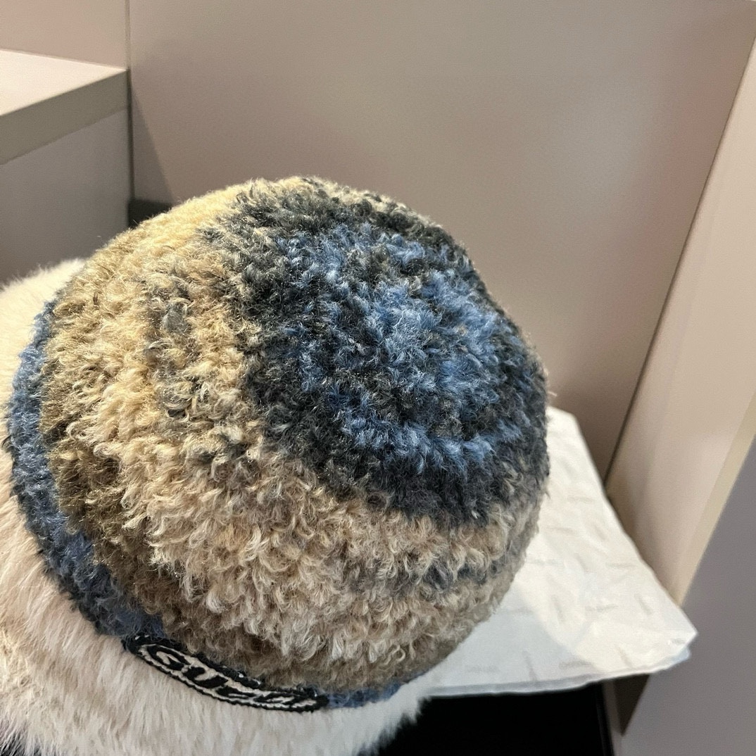 PGucci古奇新款羊羔绒渔夫帽渐变色头围57cm