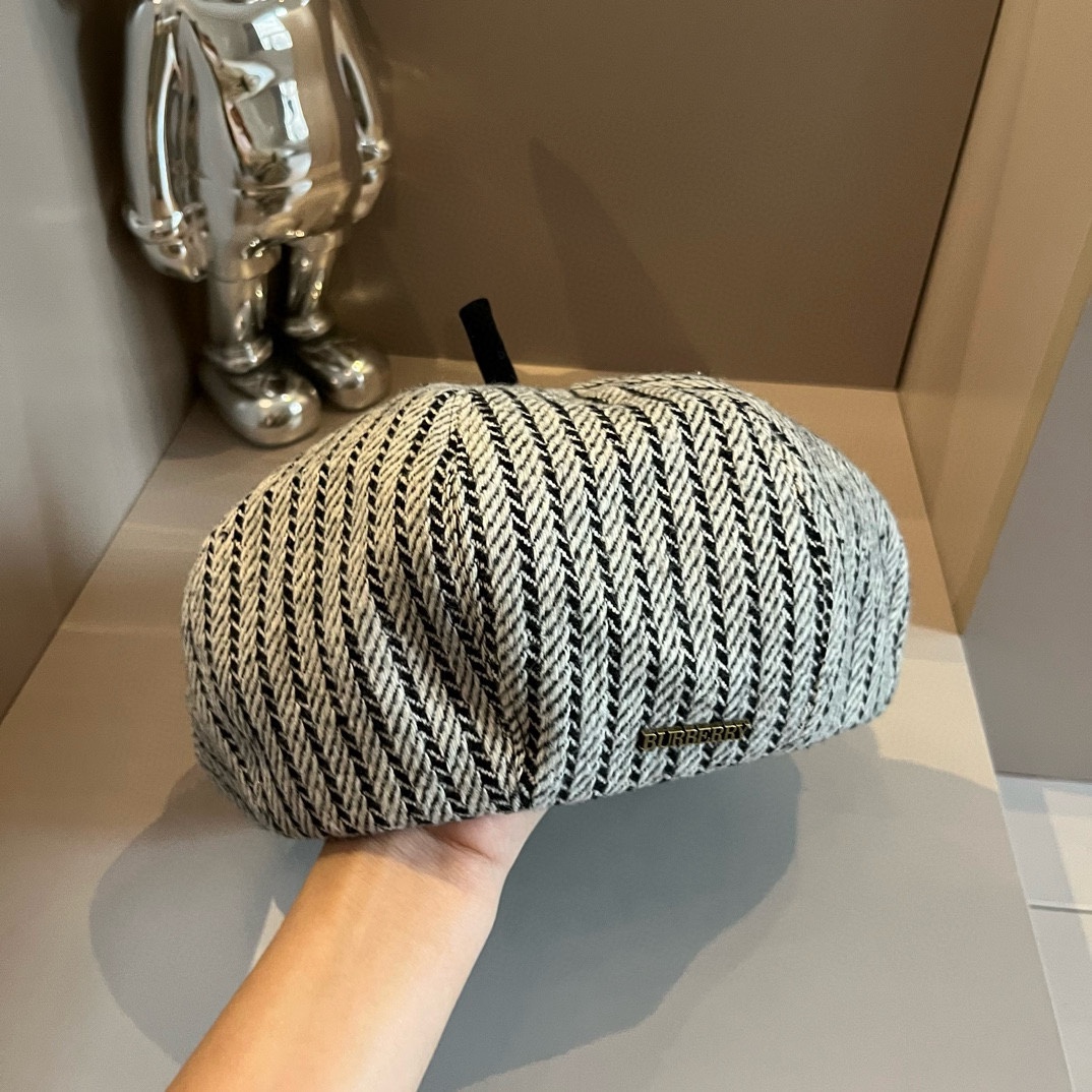 P巴宝莉Burberry复古风八角南瓜帽贝雷帽灯芯绒面料高级百搭头围57cm