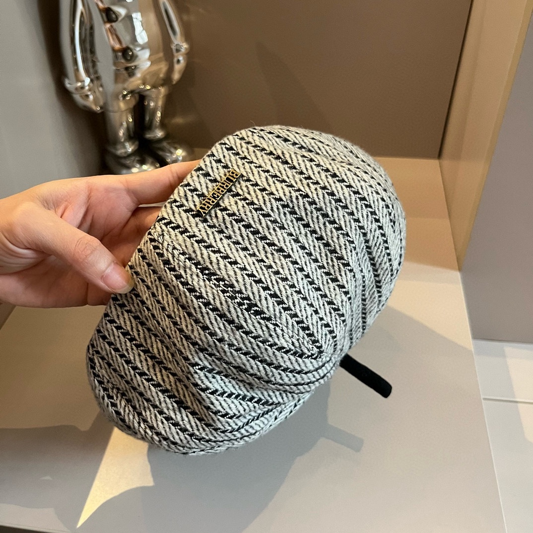 P巴宝莉Burberry复古风八角南瓜帽贝雷帽灯芯绒面料高级百搭头围57cm