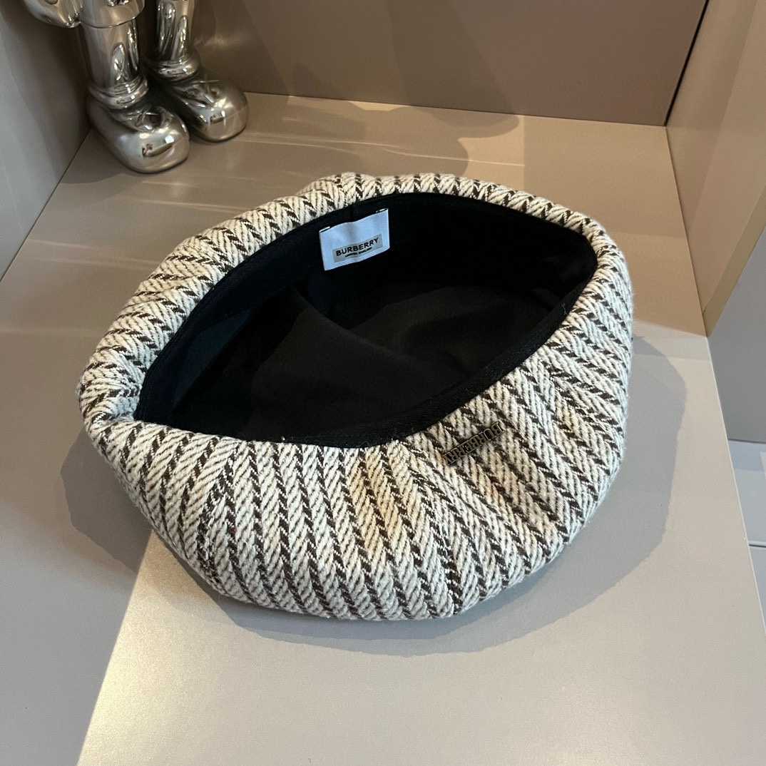 P巴宝莉Burberry复古风八角南瓜帽贝雷帽灯芯绒面料高级百搭头围57cm