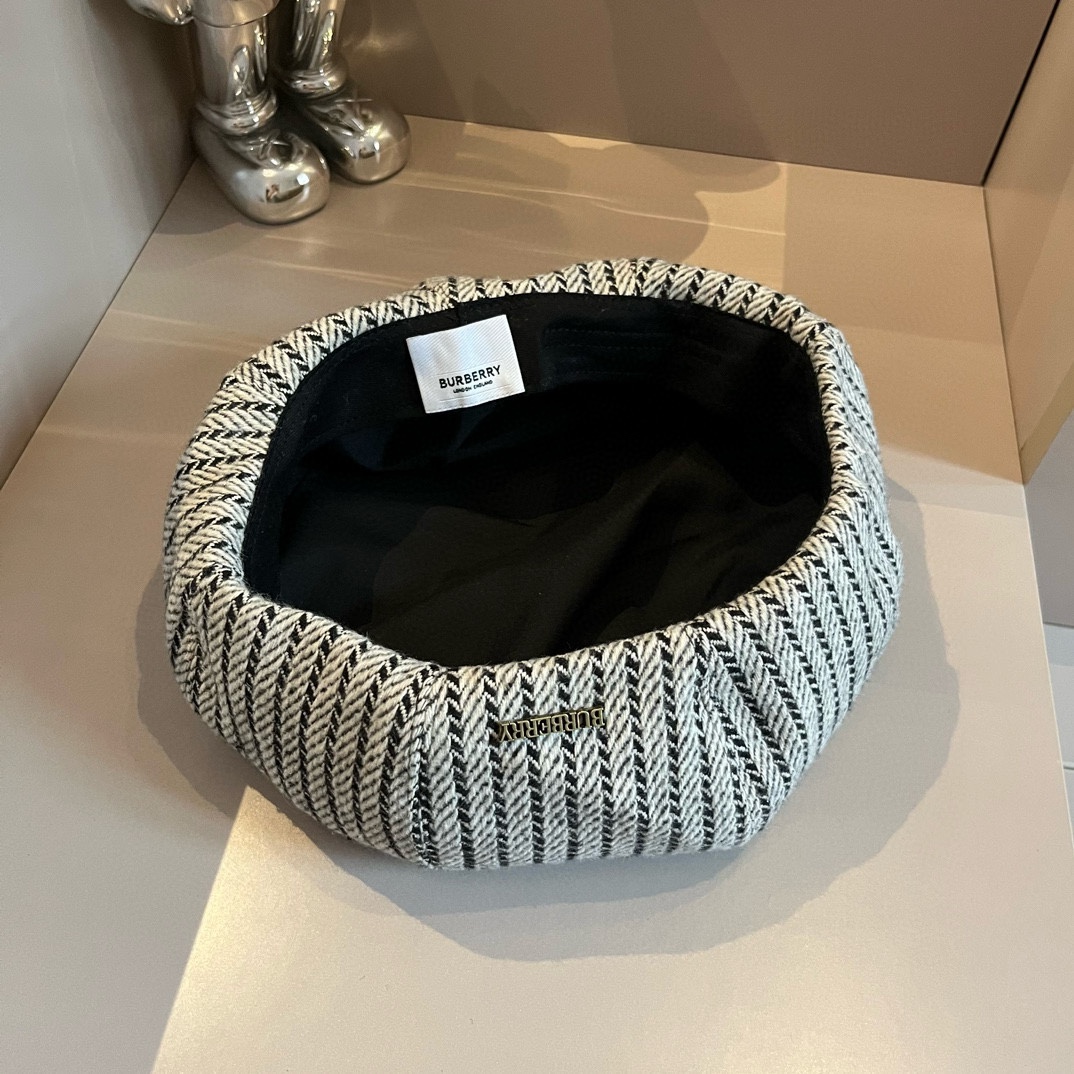 P巴宝莉Burberry复古风八角南瓜帽贝雷帽灯芯绒面料高级百搭头围57cm