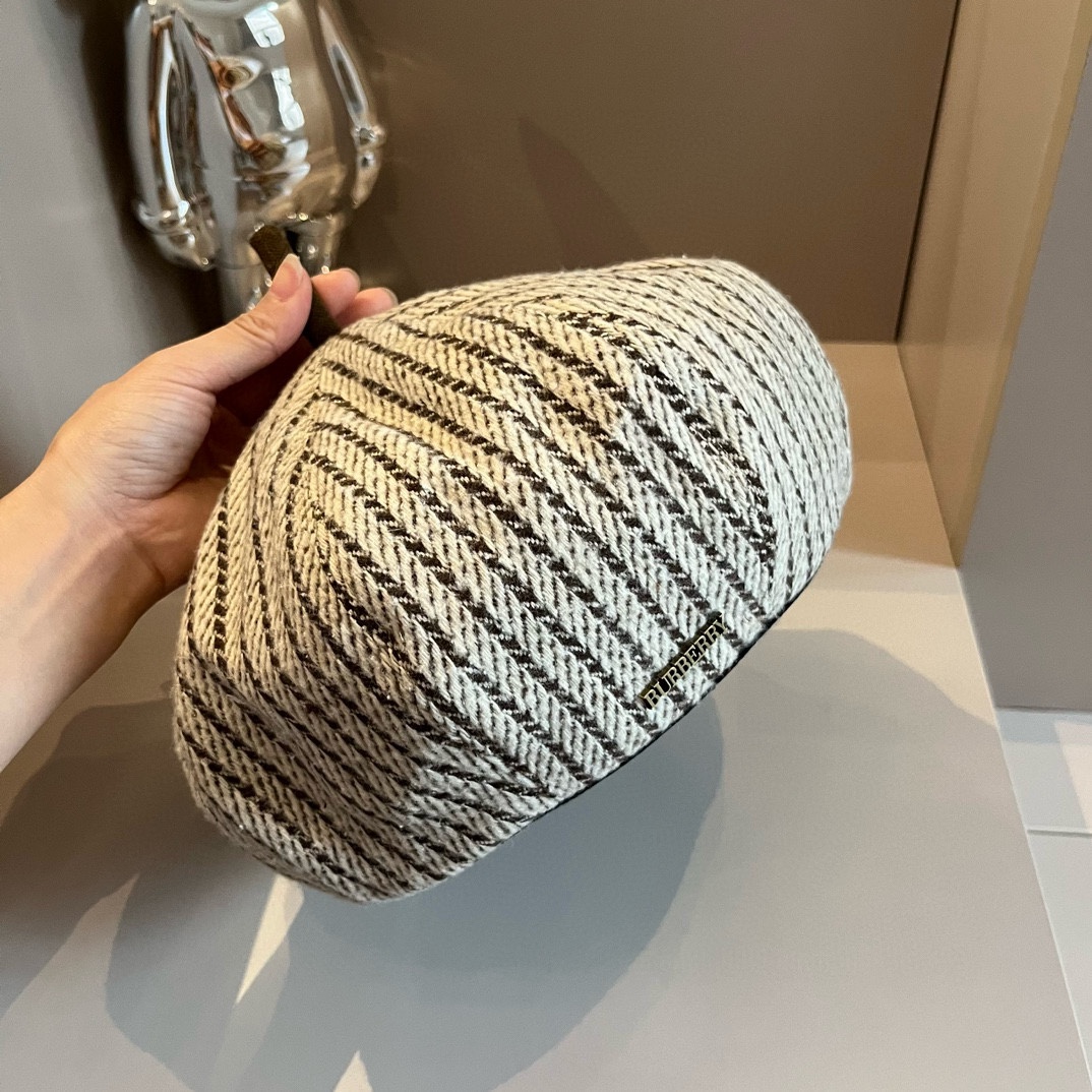 P巴宝莉Burberry复古风八角南瓜帽贝雷帽灯芯绒面料高级百搭头围57cm