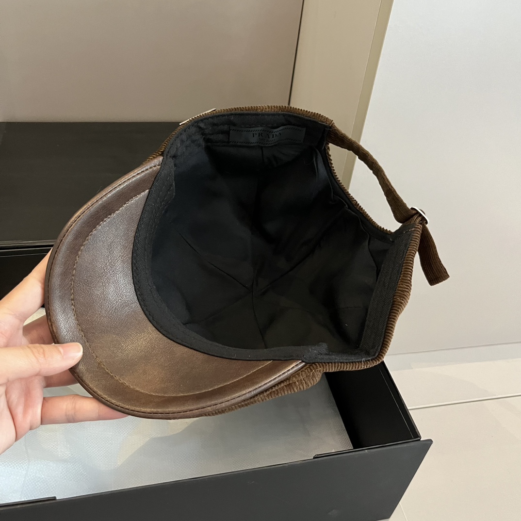 PPrada普拉达新款鸭舌前进帽灯芯绒面料头围57cm