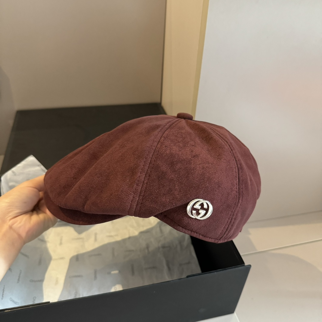 PGucci古奇新款鹿皮绒鸭舌前进帽头围57cm