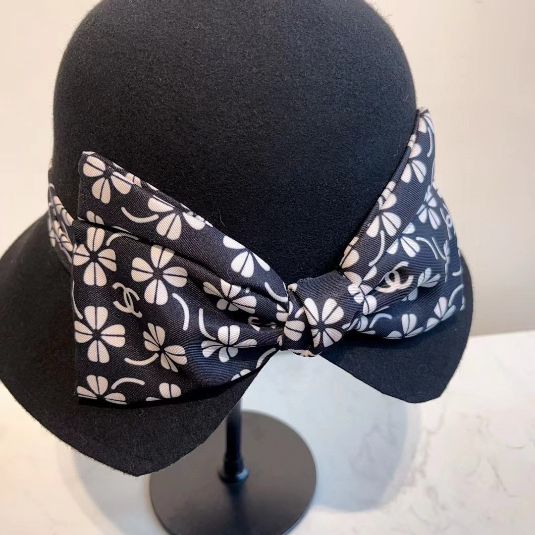 Close-up of Chanel wool bucket hat wool texture