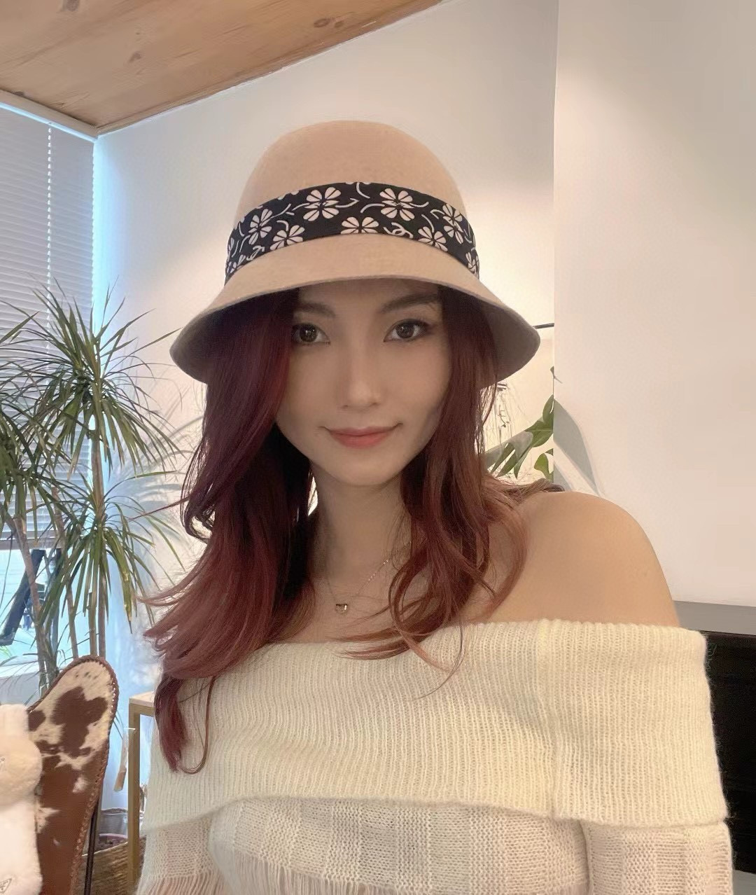 Chanel wool bucket hat, front view