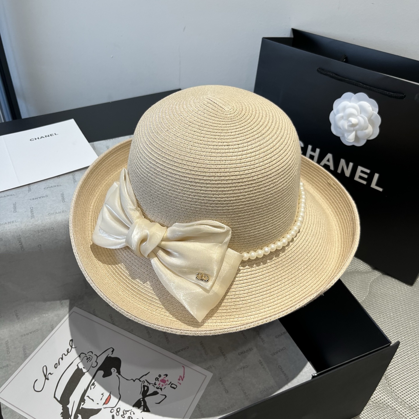 zero 189. valentino blanche hat, curly butter hat, 57 cm - 图片 2