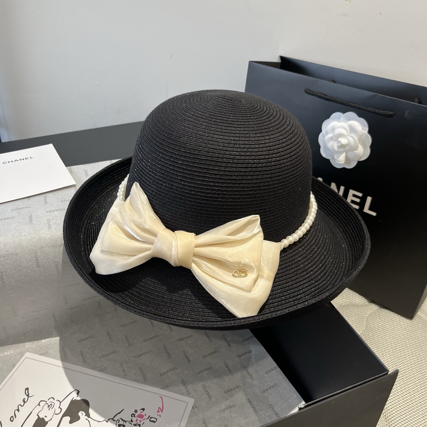 zero 189. valentino blanche hat, curly butter hat, 57 cm - 图片 2