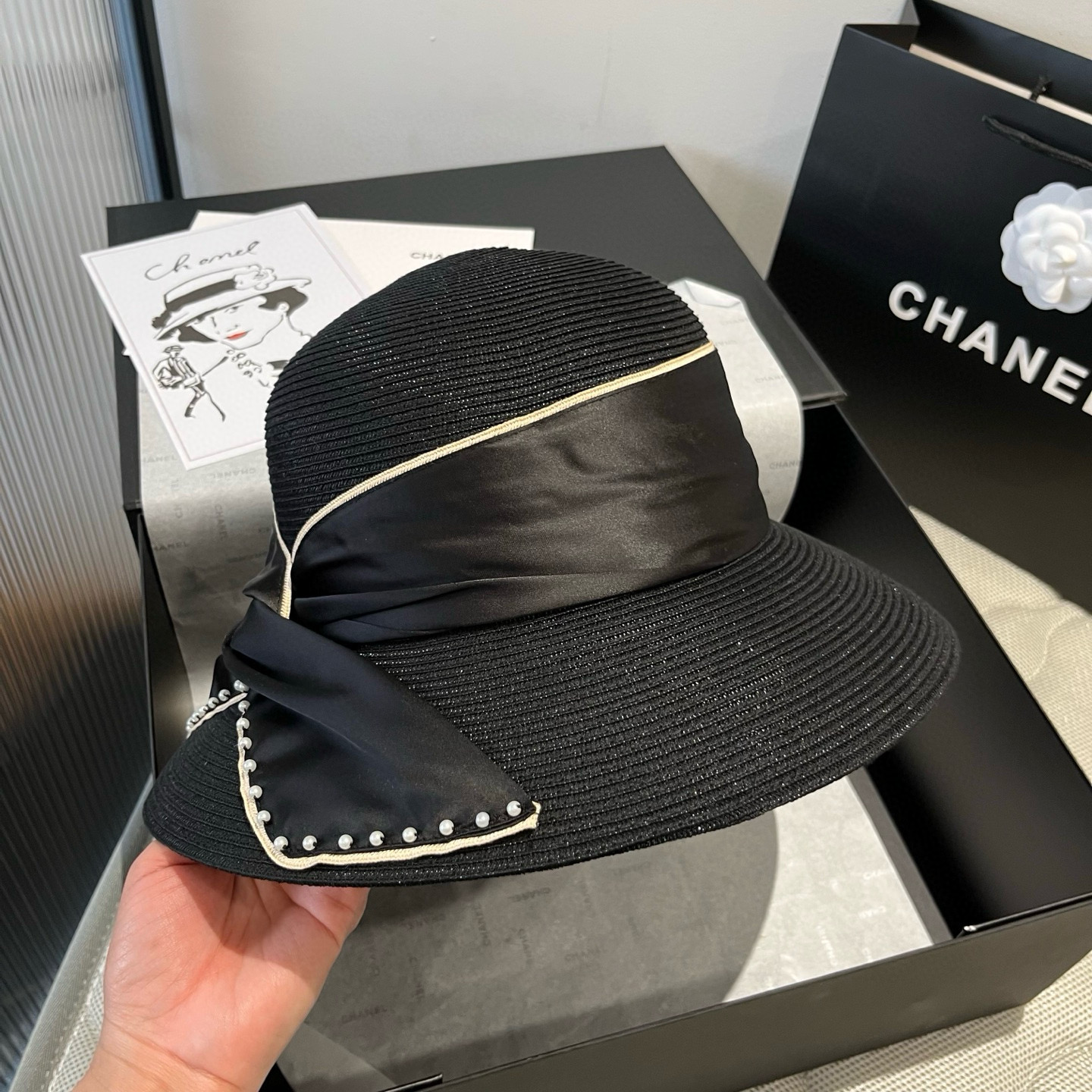 two hundred and ten. ysl st. roland’s new straw hat, pearl’s bonnet, 57 cm - 图片 1