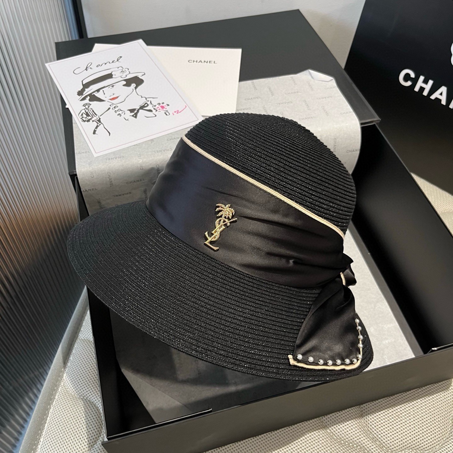 two hundred and ten. ysl st. roland’s new straw hat, pearl’s bonnet, 57 cm - 图片 3