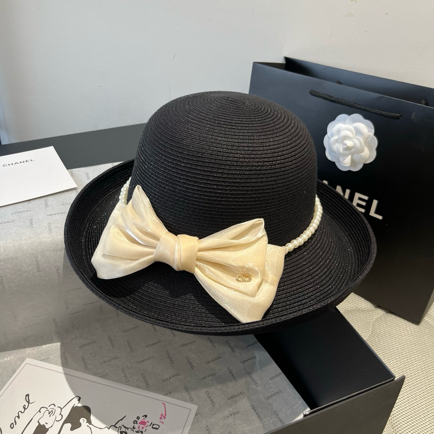 zero 189. valentino blanche hat, curly butter hat, 57 cm - 图片 2