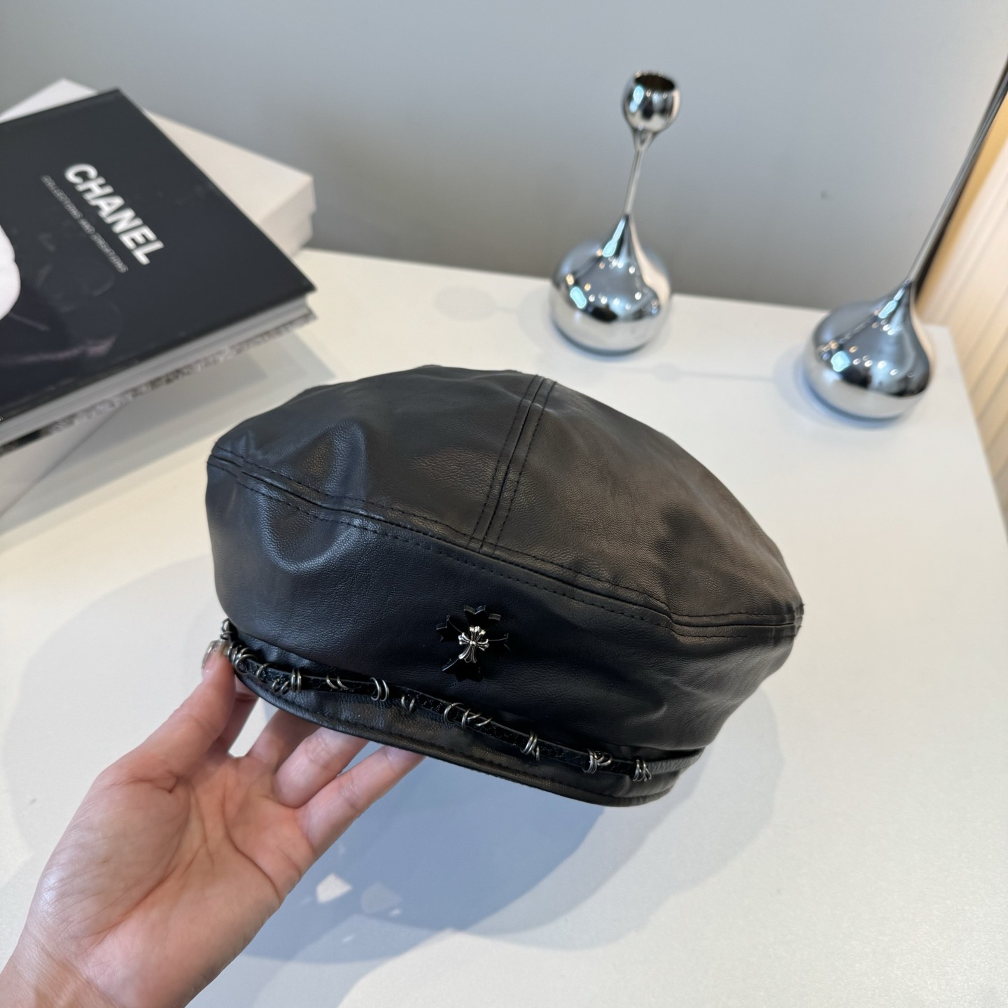 NO:580114,Chrome hearts new beret head circumference 57cm hat fisherman hat baseball cap knitted hat, hat, chrome hearts, espadrilles, hats19860909克罗心新款贝雷帽 头围57cm帽子渔夫帽棒球帽针织帽,帽子,chrome hearts,espadrilles,hats,hat