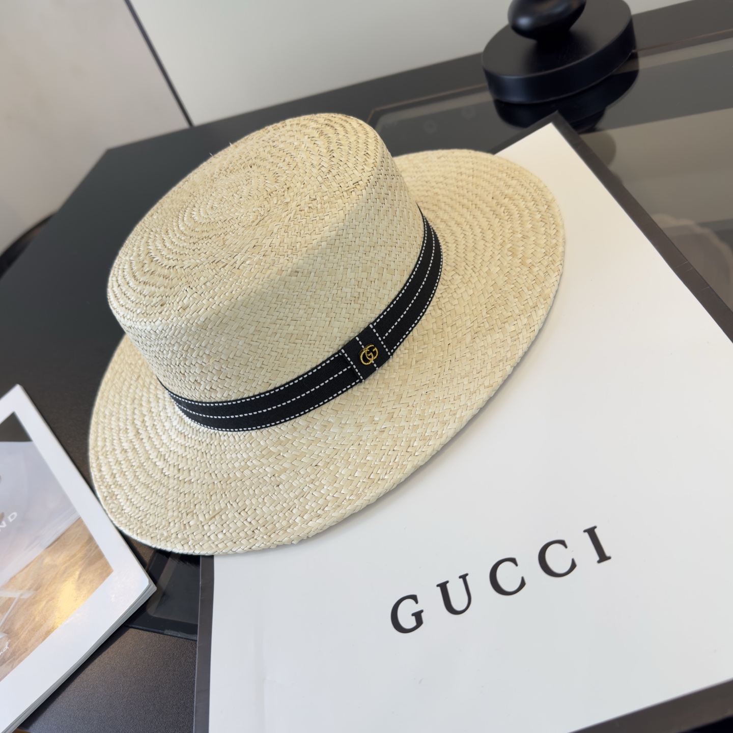 Gucci Gucci古奇名媛风礼帽进口台湾PP草，头围57cm
