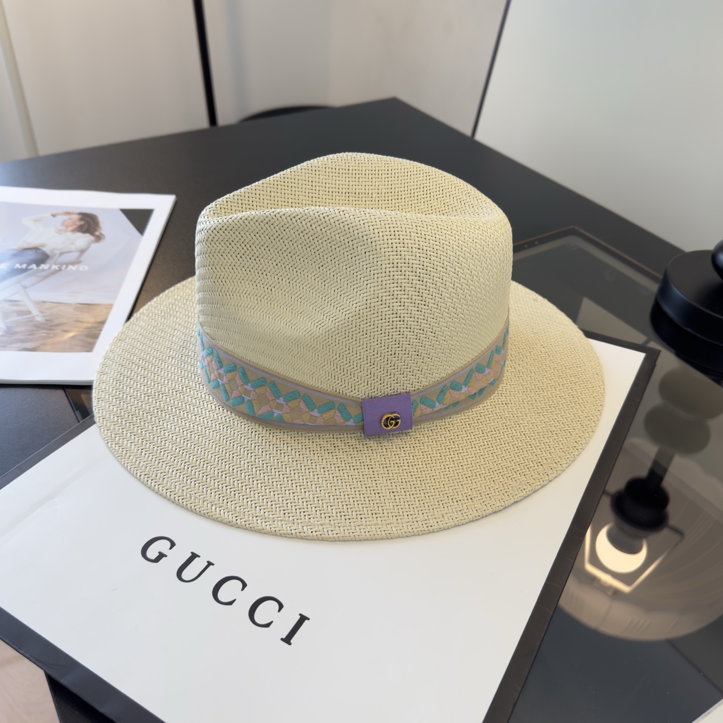 Gucci Gucci古奇 名媛风礼帽进口台湾PP草，头围57cm