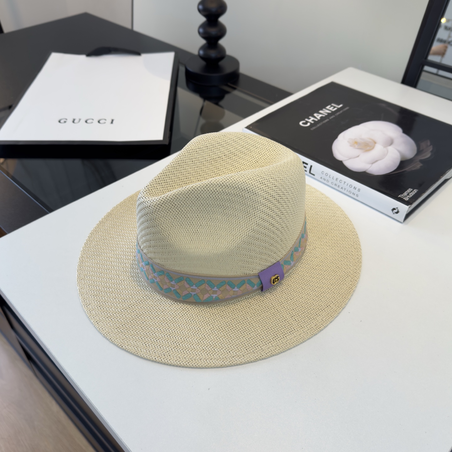 Gucci Gucci古奇 名媛风礼帽进口台湾PP草，头围57cm