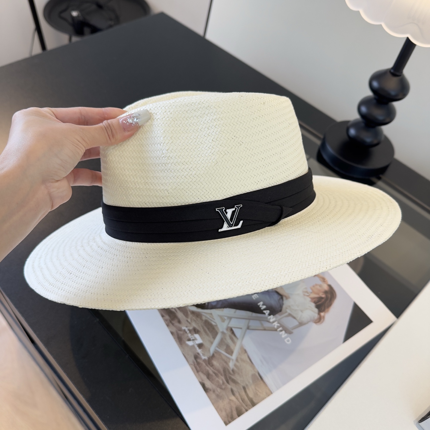 Louis Vuitton LV路易威登名媛风礼帽进口台湾PP草，头围57cm
