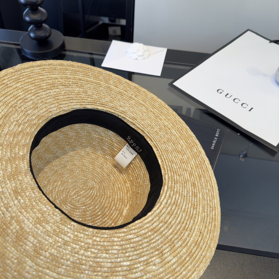 Gucci Gucci古奇 款麦秆草礼帽， 开模定制，头围57cm