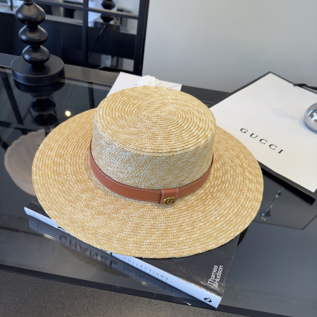 Gucci Gucci古奇 款麦秆草礼帽， 开模定制，头围57cm