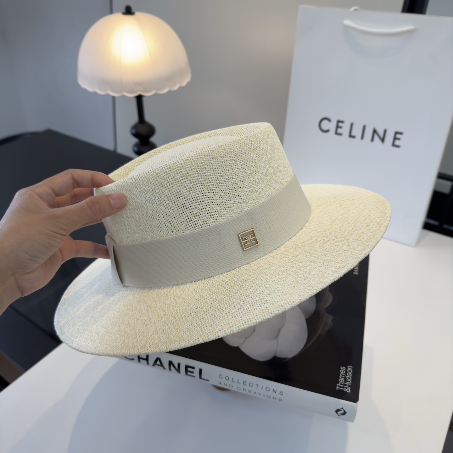 Celine Celine赛琳新款礼帽，台湾PP草帽沿，头围57cm