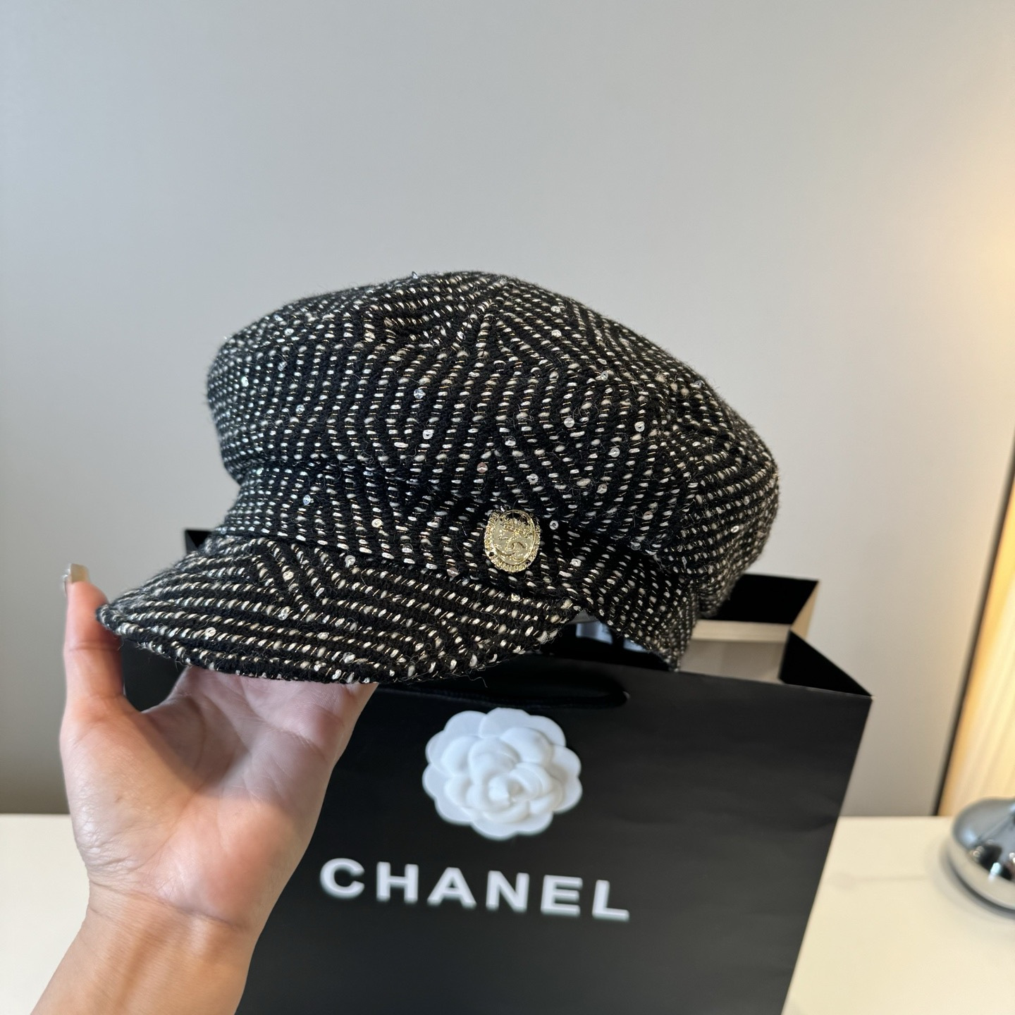 Chanel Chanel香奈儿新款鸭舌军帽，高级定制，头围57cm