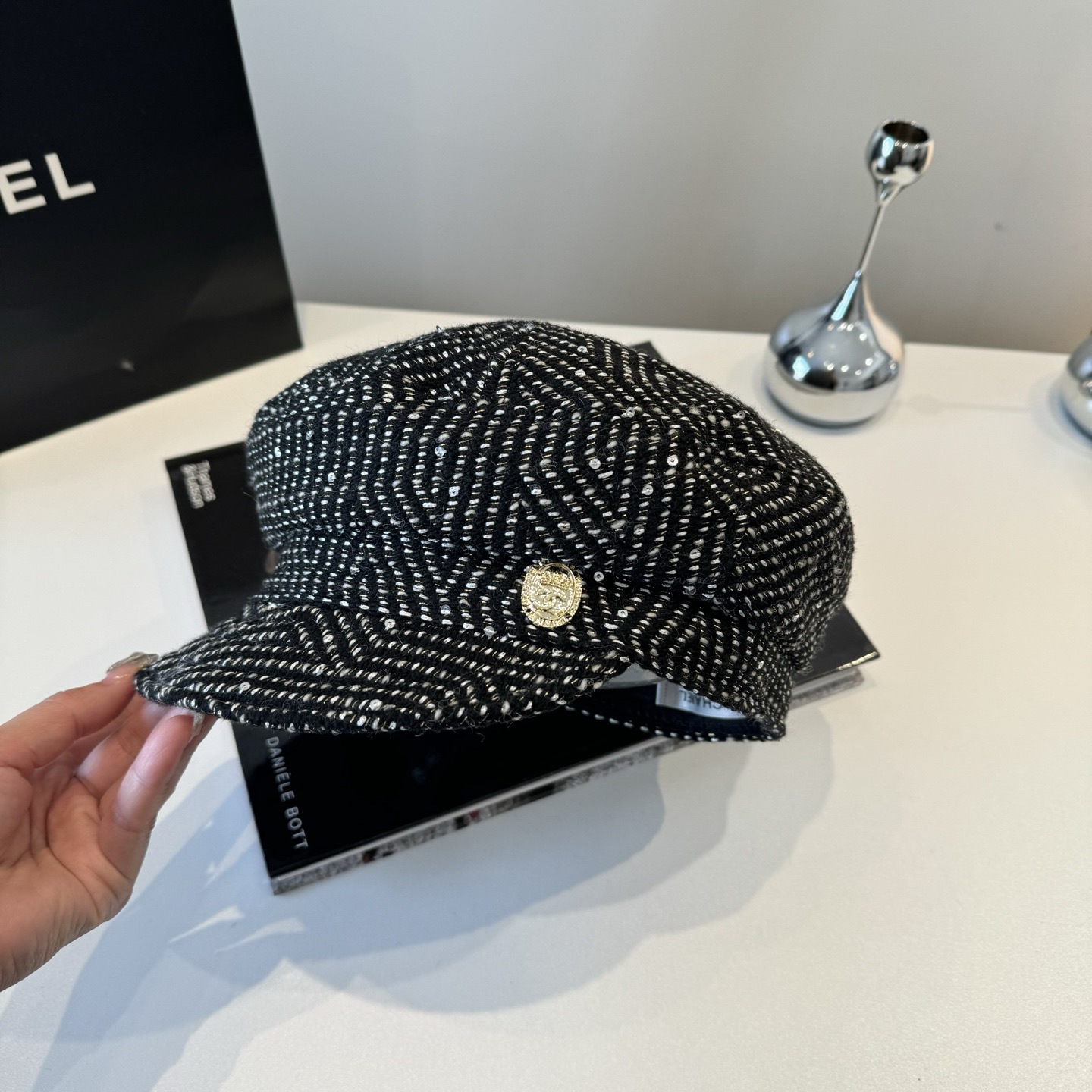 Chanel Chanel香奈儿新款鸭舌军帽，高级定制，头围57cm