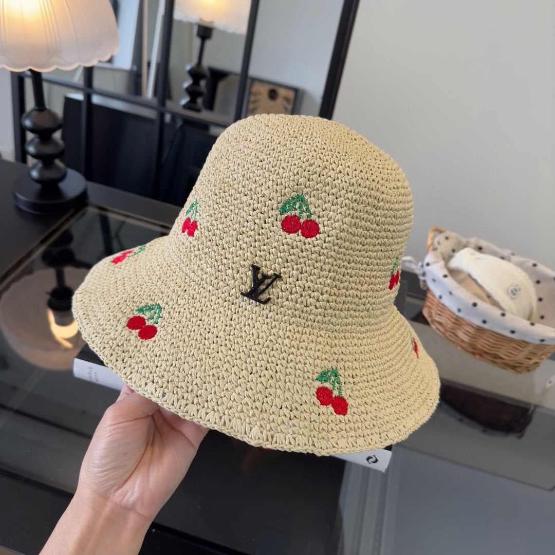 Louis Vuitton lv路易斯新款夏款折叠草帽，纯收工钩织，头围57cm，可折叠