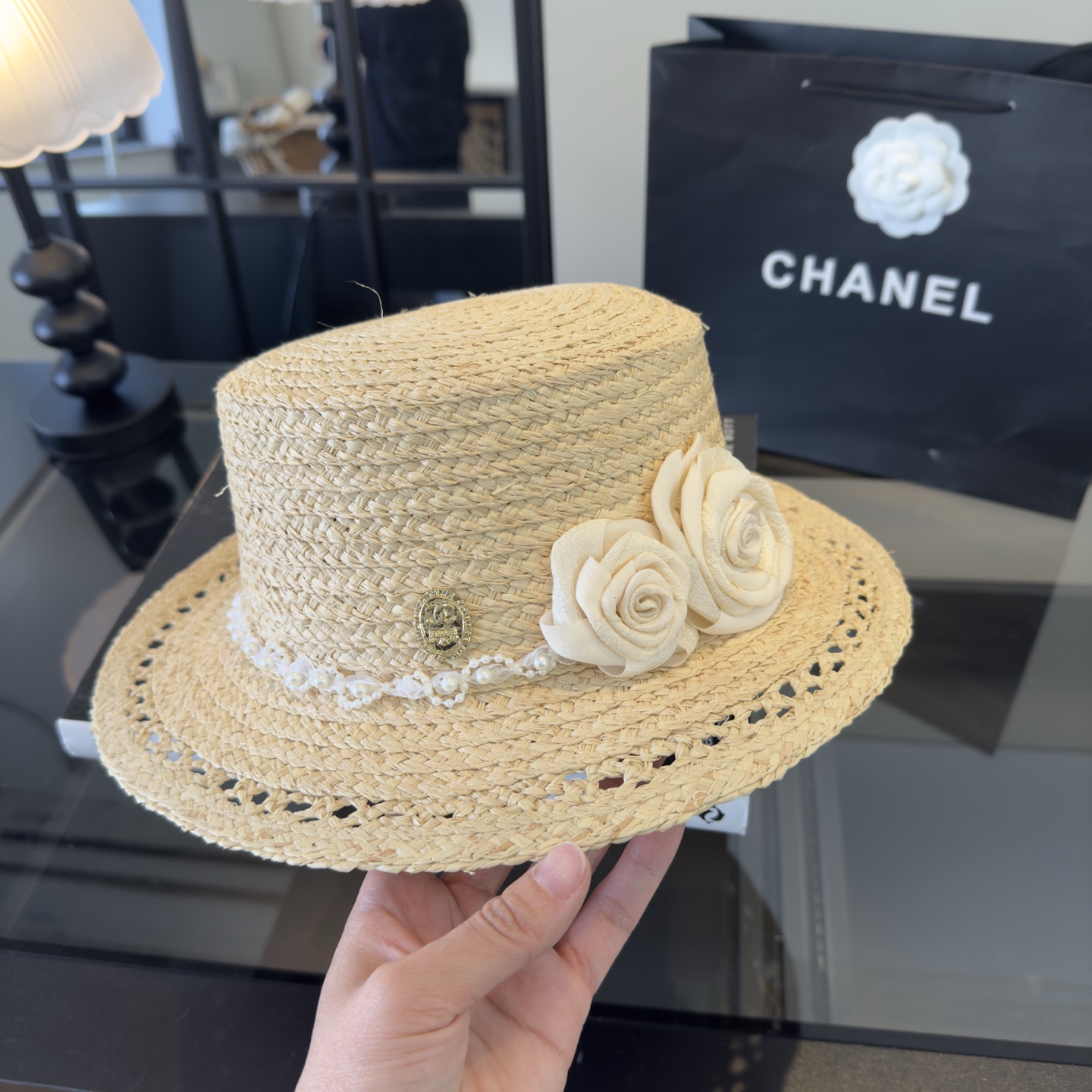 Chanel Chanel香奈儿新款名媛风拉菲草帽，旅游 ，头围57cm