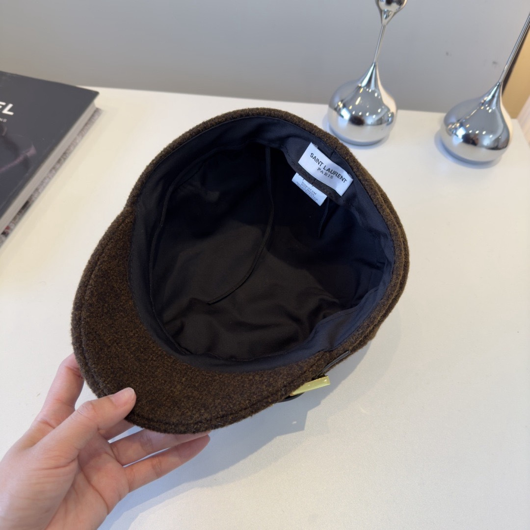 Saint Laurent 圣罗兰秋冬新款鸭舌军帽，秋冬新款鸭舌帽，头围57cm