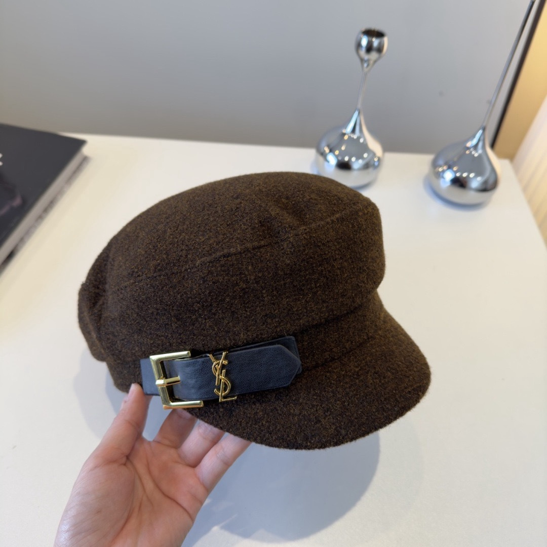 Saint Laurent 圣罗兰秋冬新款鸭舌军帽，秋冬新款鸭舌帽，头围57cm