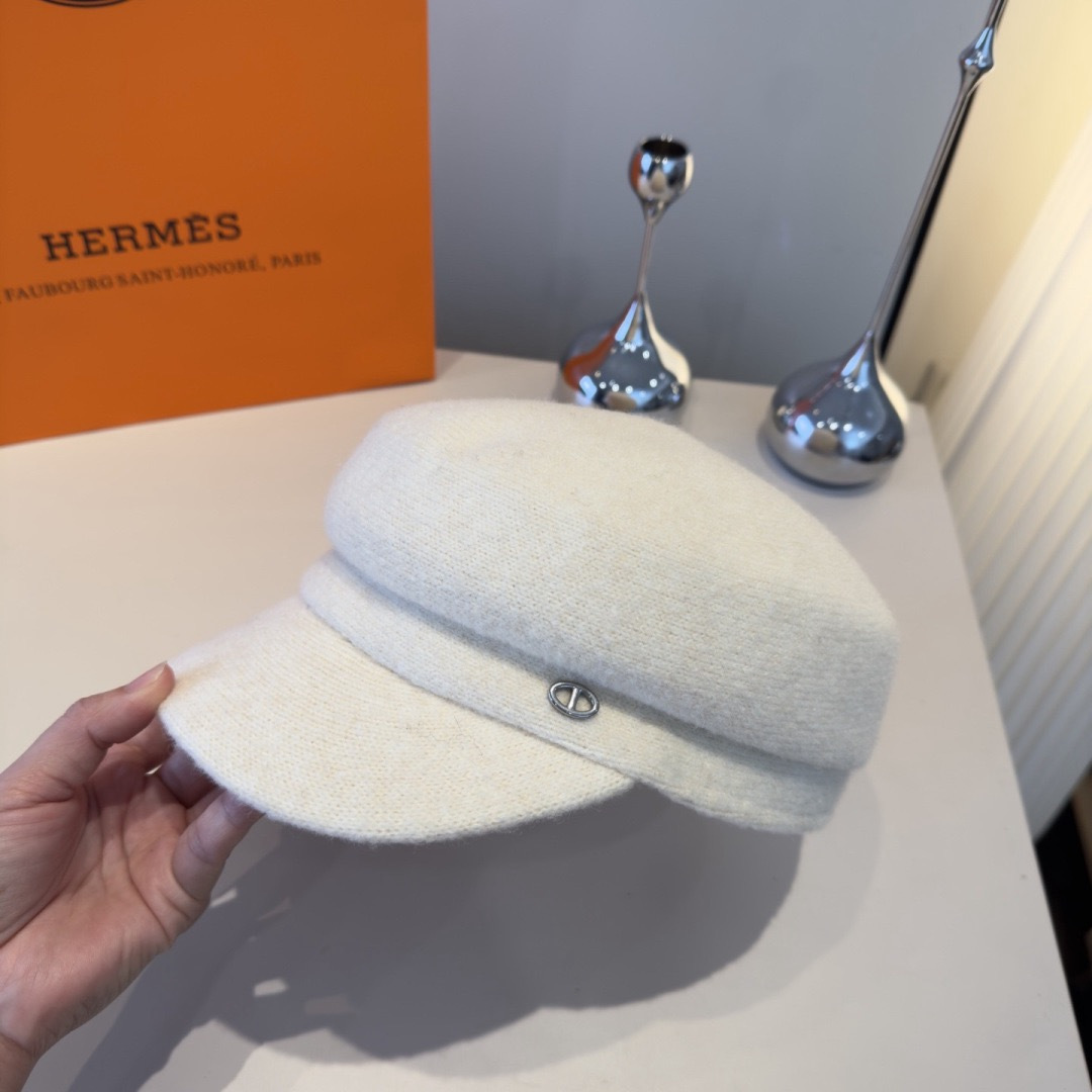Hermès 爱马仕新款鸭舌军帽，高级定制，头围57cm