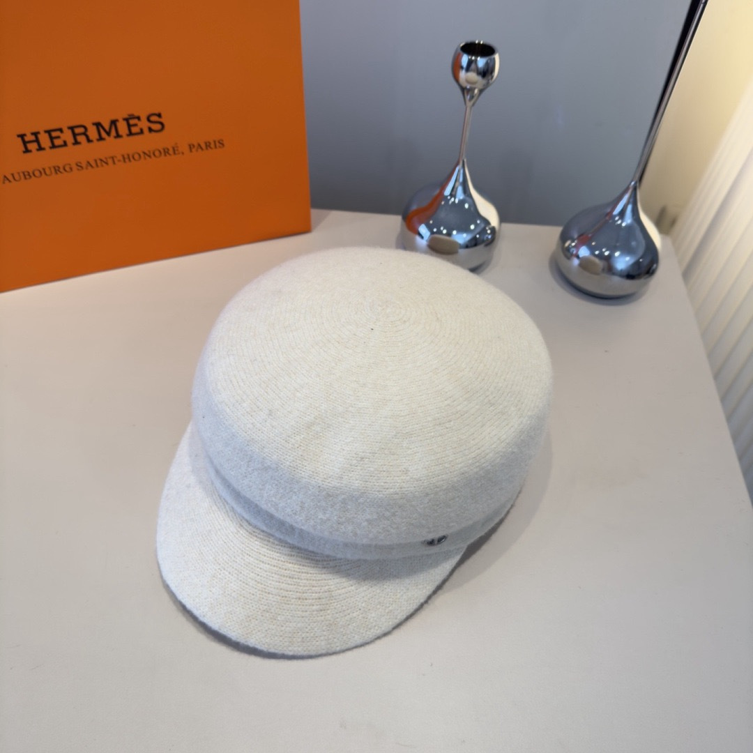 Hermès 爱马仕新款鸭舌军帽，高级定制，头围57cm