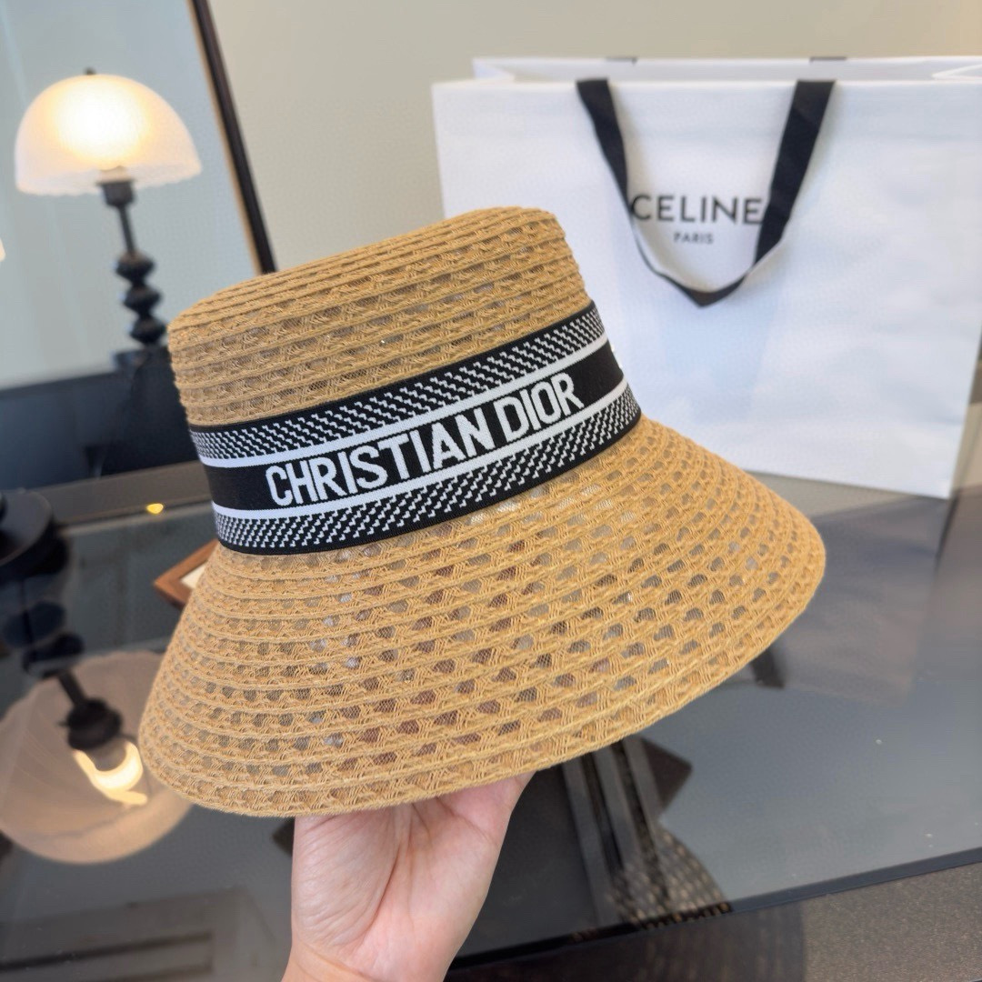 Dior Dior迪奥草帽，镂空礼帽，头围57cm