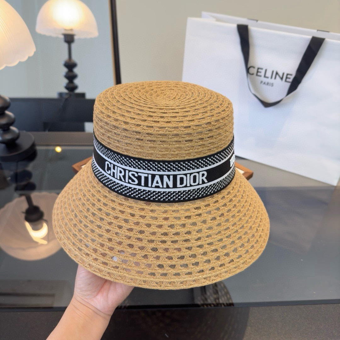 Dior Dior迪奥草帽，镂空礼帽，头围57cm