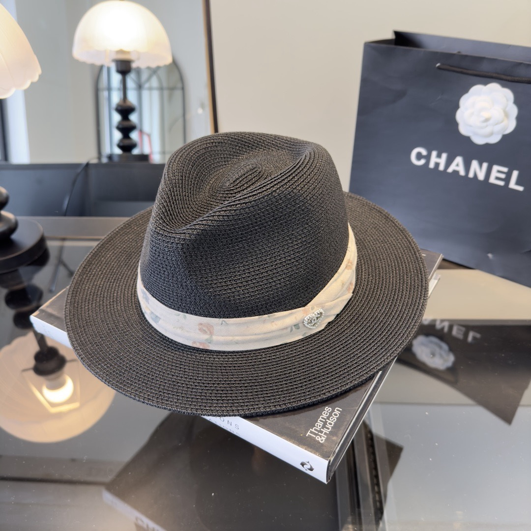 Chanel Chanel香奈儿新款平顶草帽，日本纸草制作，夏日百搭