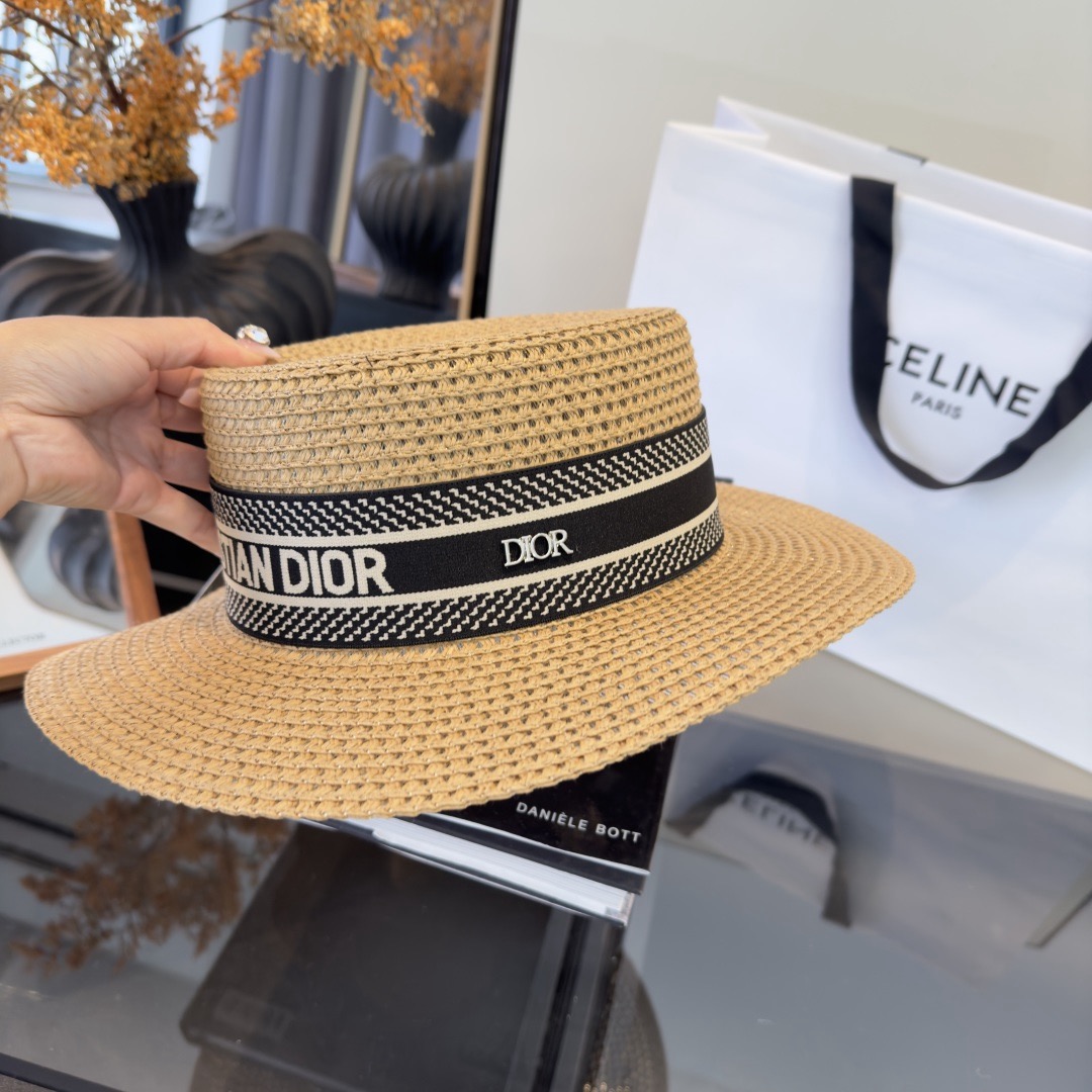 Dior Dior迪奥新款平顶草帽，日本纸草制作，跑量王，头围57cm