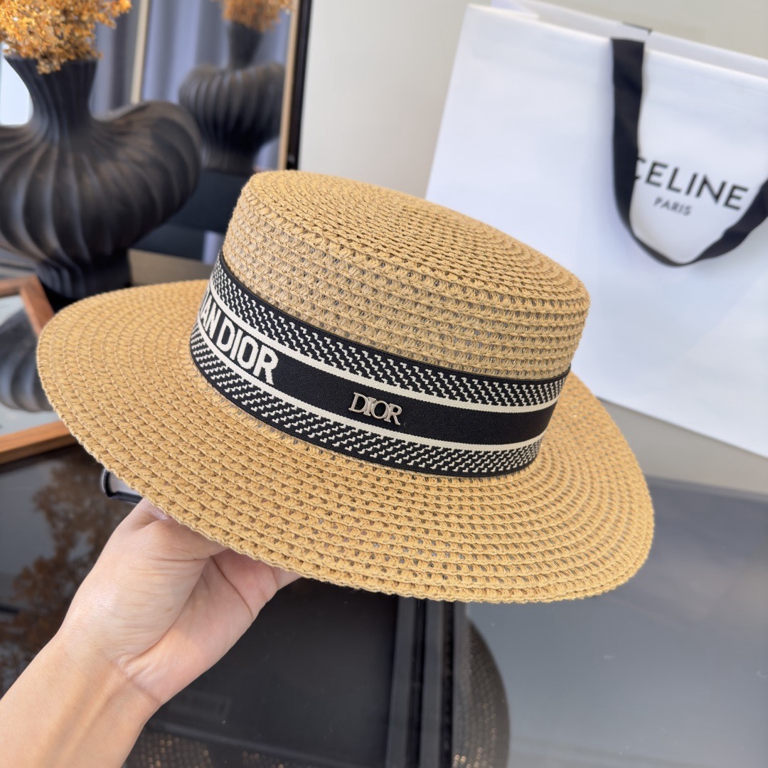 Dior Dior迪奥新款平顶草帽，日本纸草制作，跑量王，头围57cm