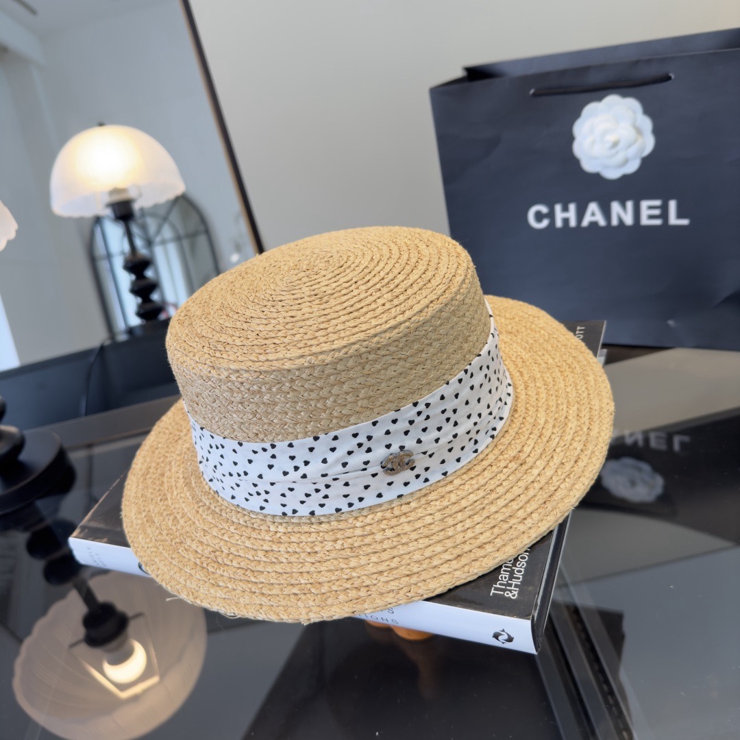 Chanel Chanel香奈儿新款平顶草帽，日本纸草制作，头围57cm