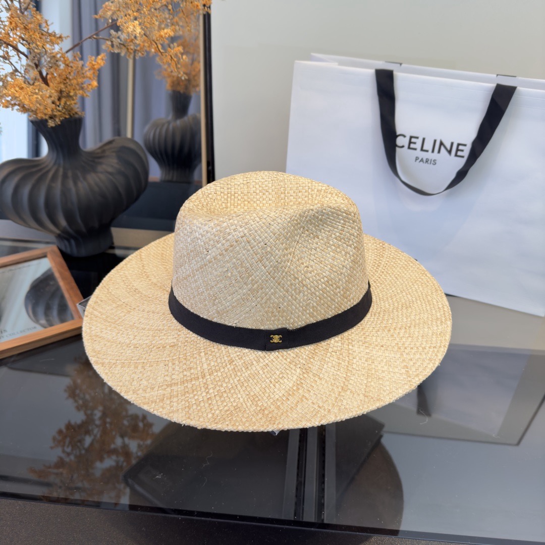 Celine Celine赛琳新款进口拉菲草帽，旅游 ，头围57cm