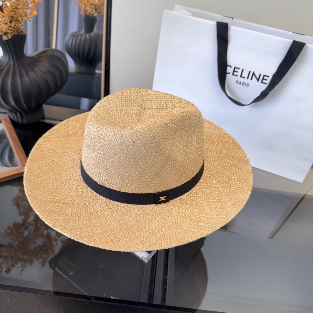 Celine Celine赛琳新款进口拉菲草帽，旅游 ，头围57cm