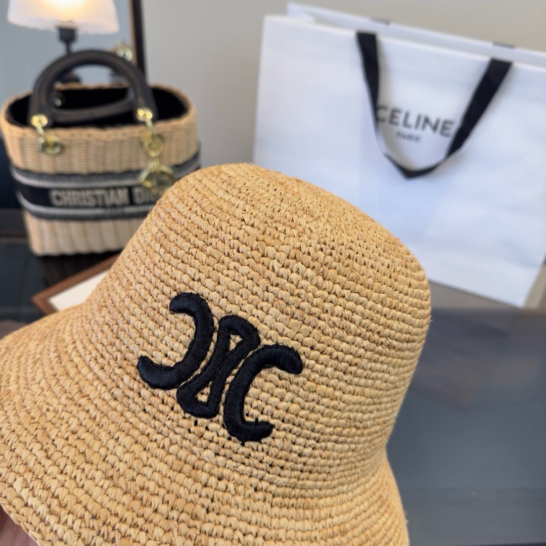 Celine Celine赛琳拉菲草帽，纯手工钩织，刺绣logo， 开模，高品质，独家定制，产量贼低，卖一个少一个，头围57cm