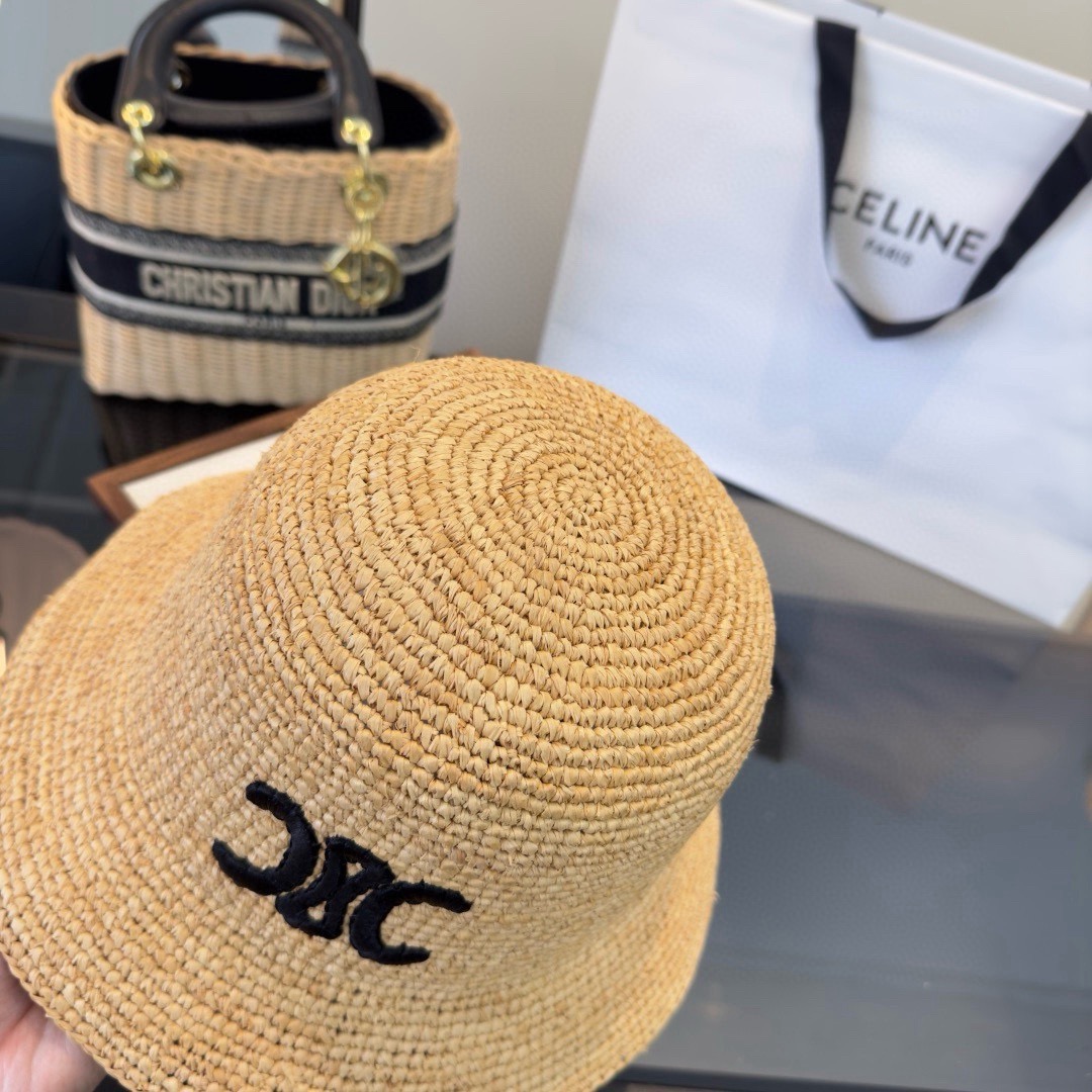 Celine Celine赛琳拉菲草帽，纯手工钩织，刺绣logo， 开模，高品质，独家定制，产量贼低，卖一个少一个，头围57cm