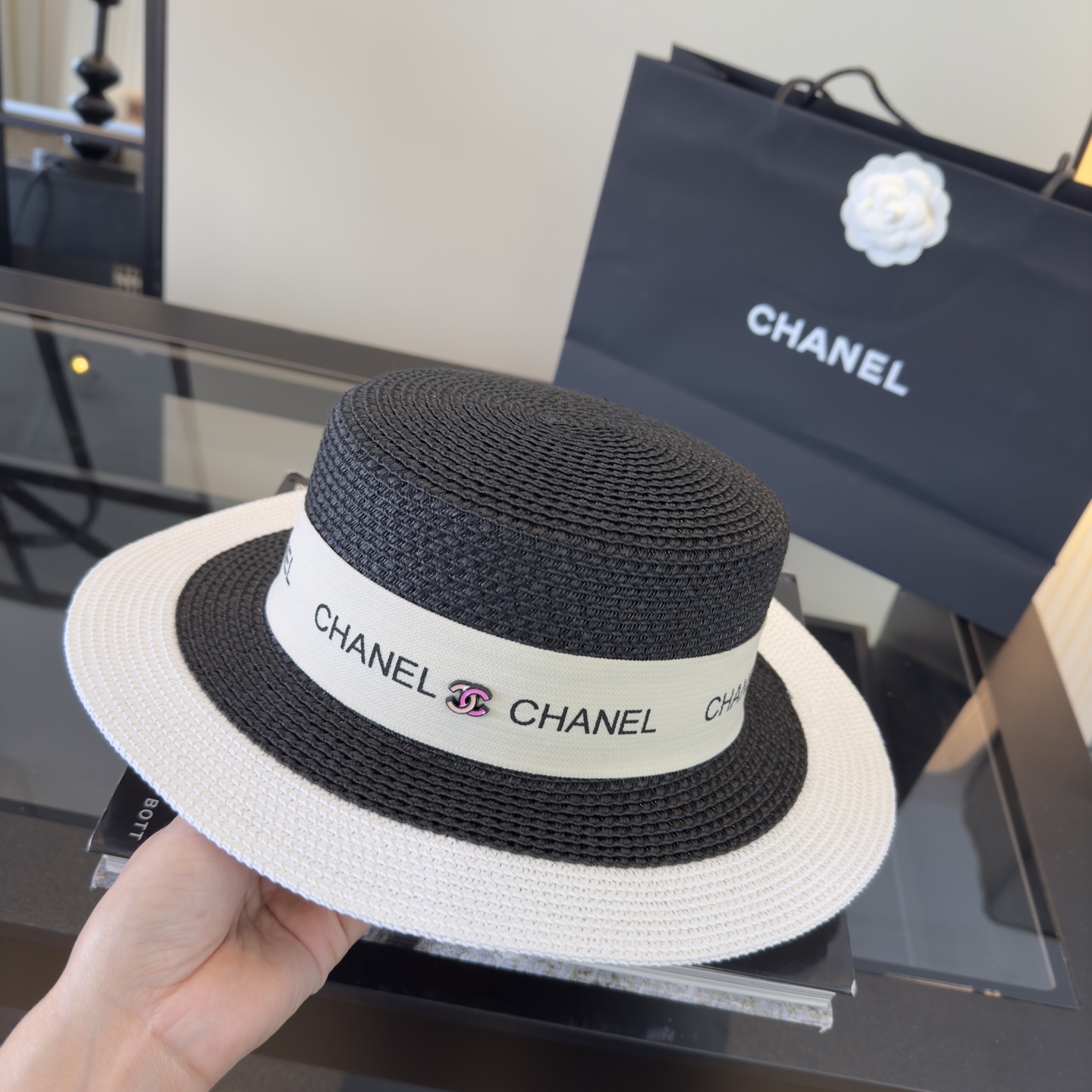 P Chanel香奈儿平顶礼帽 头围57cm