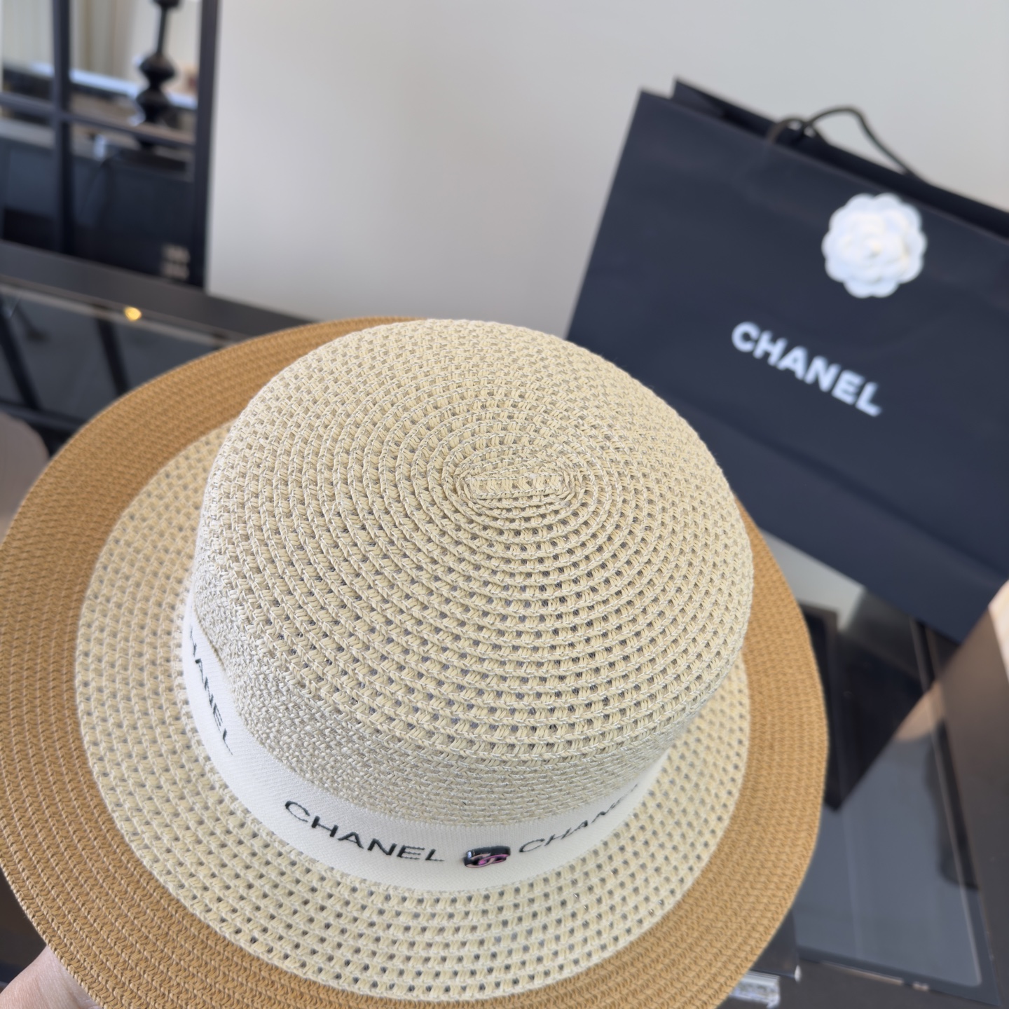P Chanel香奈儿平顶礼帽 头围57cm