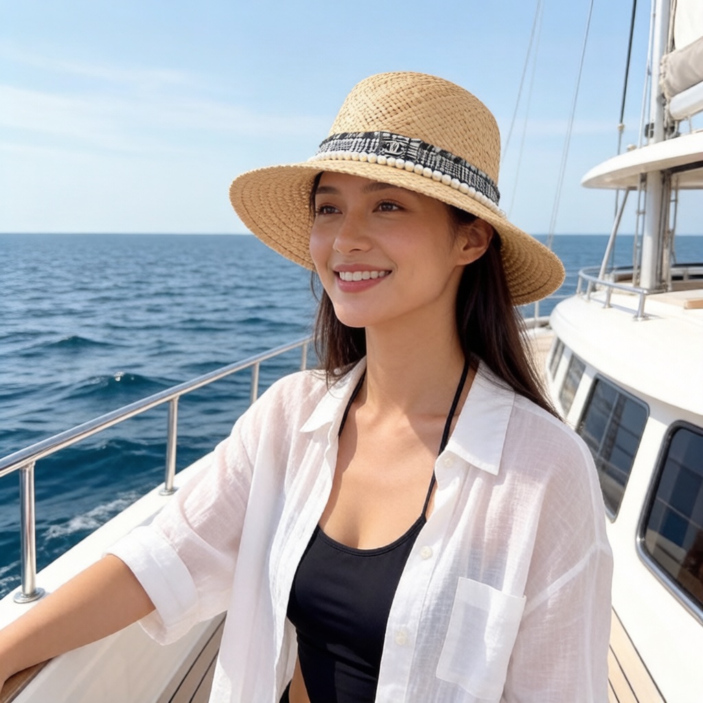 P Chanel香奈儿新款草帽，名媛风，头围57cm