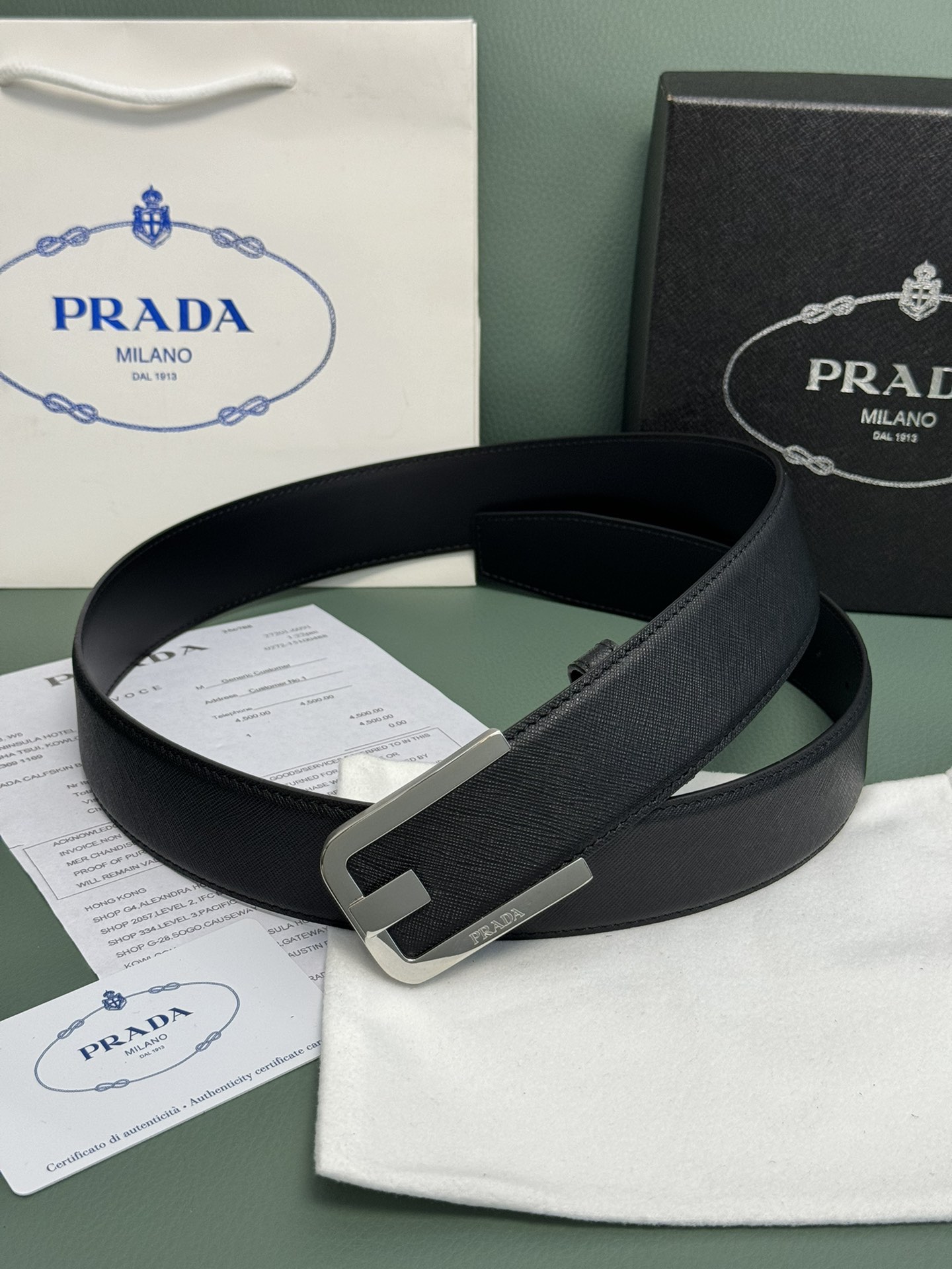 Prada Men’s 3.8cm Leather Belt: Exquisite Quality and Low-key Luxury - 图片 2