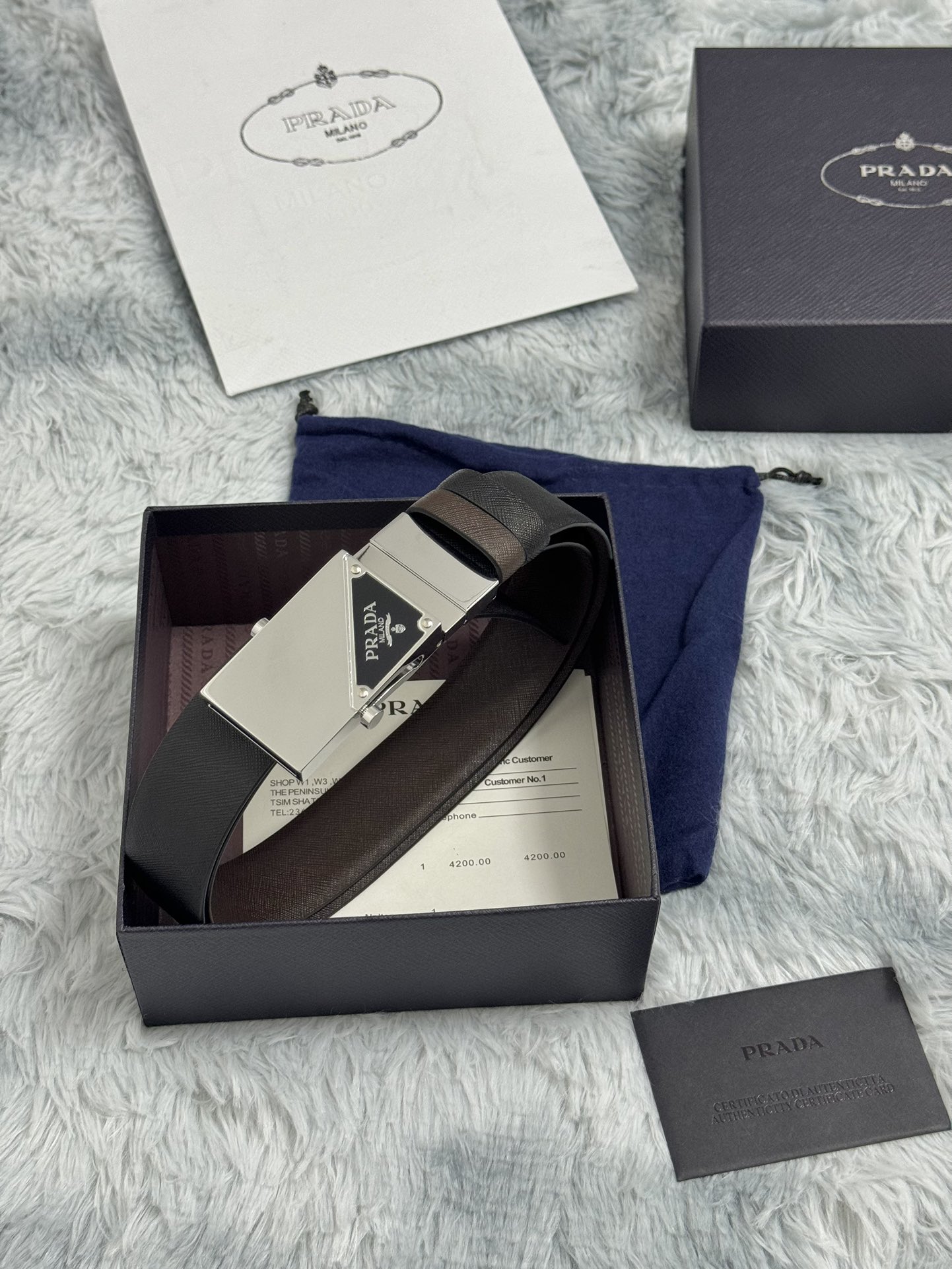 Luxurious Prada Protégé: Exquisite 3.5 cm Cattle Skin Quality Craftsmanship