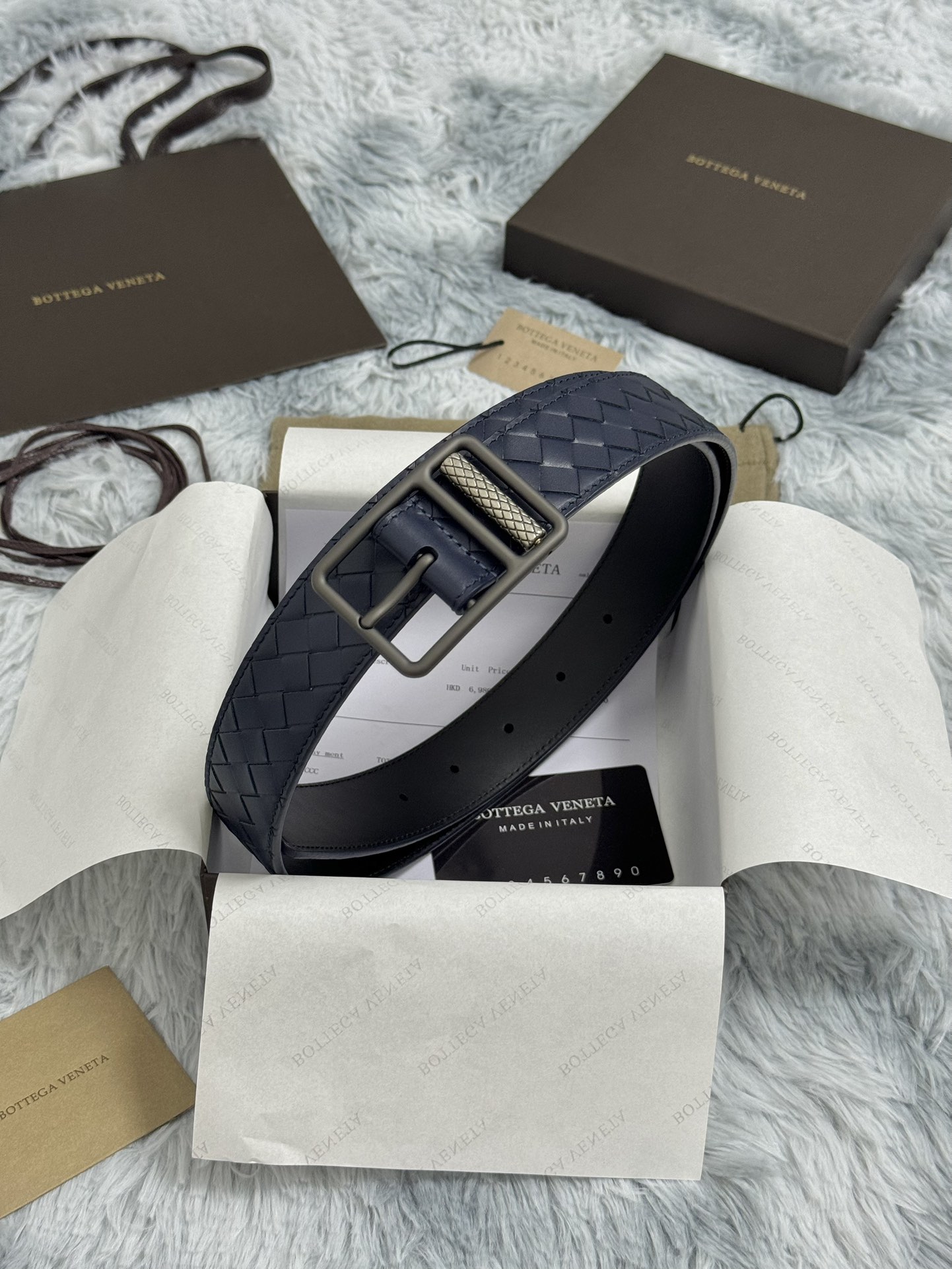 BOTTEGA VENETA 3.5cm 蓝 手工编织牛皮经典之作